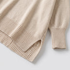 Damen Asymmetrischer Oversize Strickpullover – Relaxed Fit — Beige