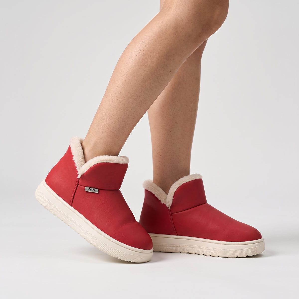 Damen Gefütterte Winterboots mit Plüschfutter – Regular Fit — Rot