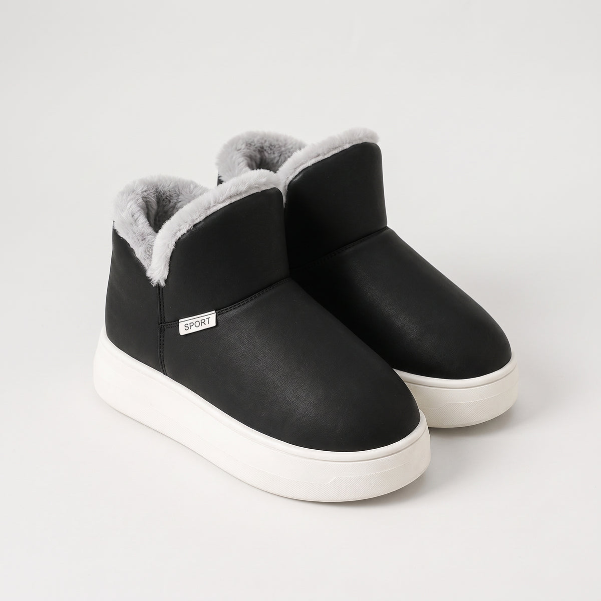 Damen Gefütterte Winterboots mit Plüschfutter – Regular Fit — Schwarz
