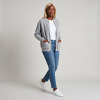 Damen Offene Strickjacke mit Taschen – Regular Fit — Grau