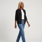 Damen Offene Strickjacke mit Taschen – Regular Fit — Schwarz