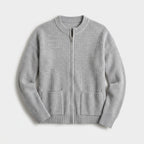 Damen Offene Strickjacke mit Taschen – Regular Fit — Grau