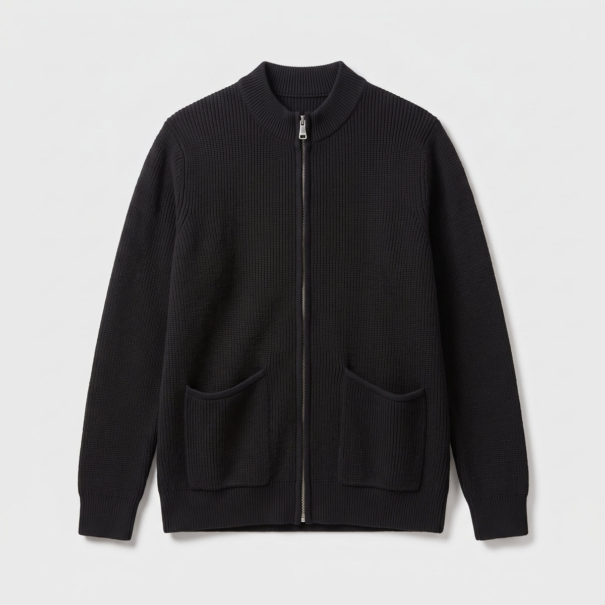Damen Offene Strickjacke mit Taschen – Regular Fit — Schwarz