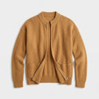Damen Offene Strickjacke mit Taschen – Regular Fit — Braun