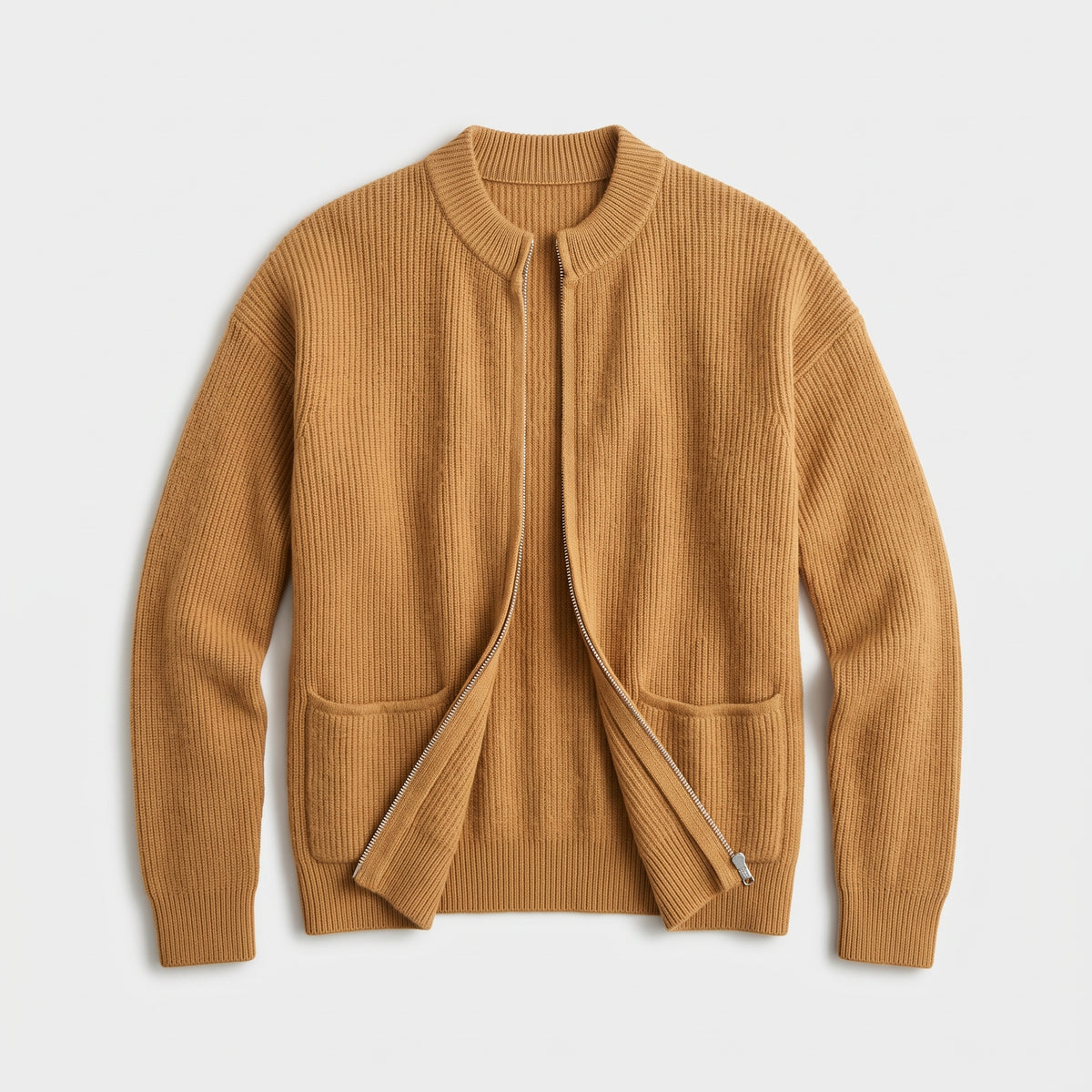 Damen Offene Strickjacke mit Taschen – Regular Fit — Braun