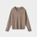 Damen Wollstrickpullover mit V-Ausschnitt – Regular Fit — Camel