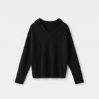 Damen Wollstrickpullover mit V-Ausschnitt – Regular Fit — Schwarz