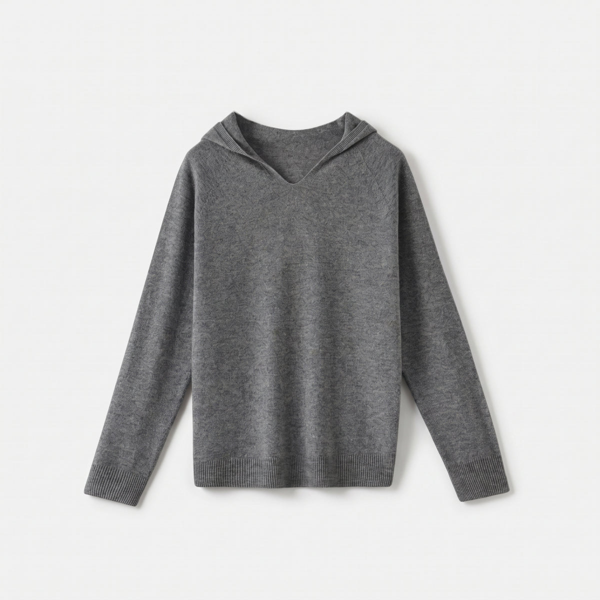 Damen Wollstrickpullover mit V-Ausschnitt – Regular Fit — Grau