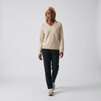 Damen Wollstrickpullover mit V-Ausschnitt – Regular Fit — Khaki