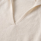 Damen Wollstrickpullover mit V-Ausschnitt – Regular Fit — Beige