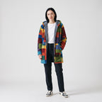 Damen Fleecejacke mit Kapuze im Colorblock-Look – Relaxed Fit