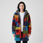 Damen Fleecejacke mit Kapuze im Colorblock-Look – Relaxed Fit
