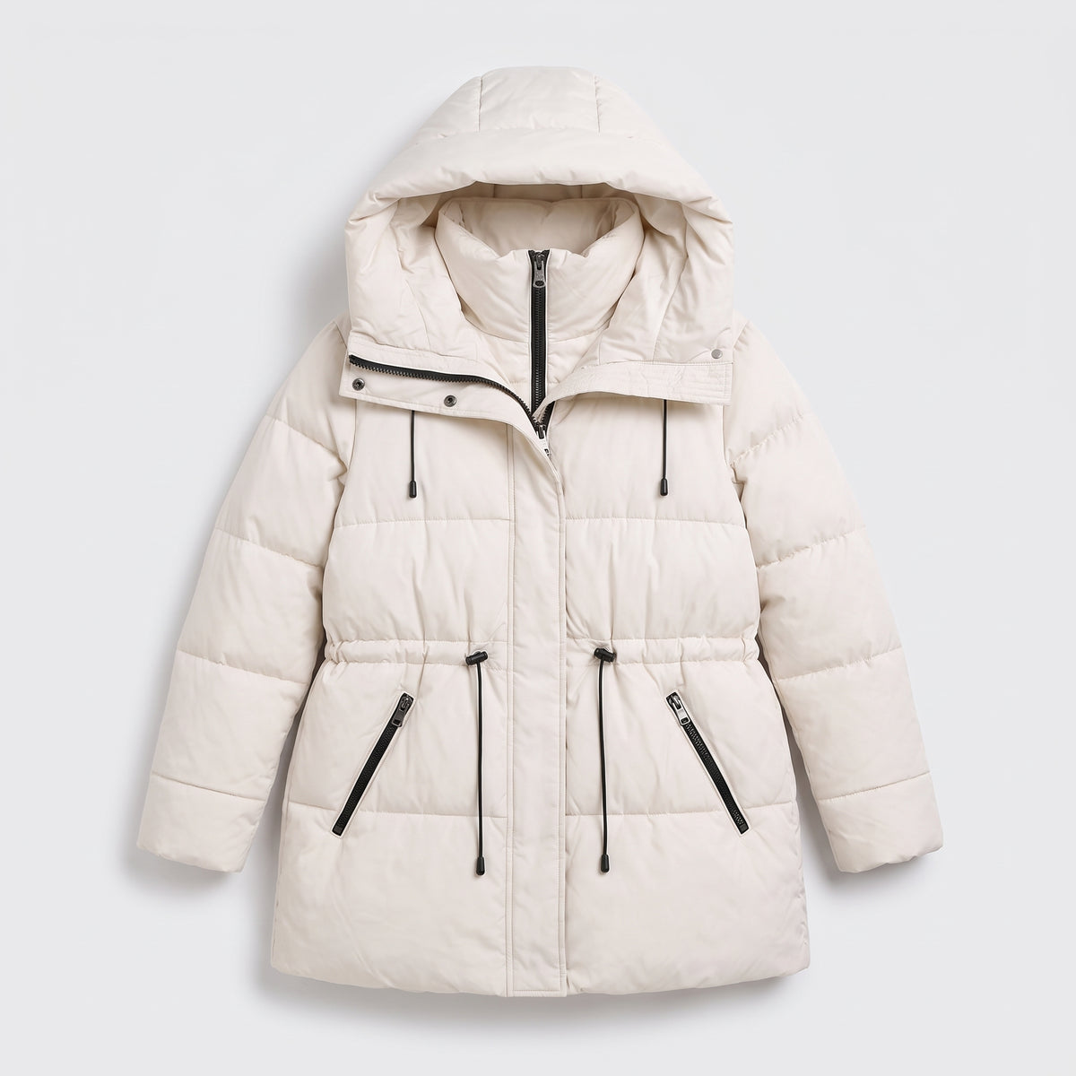 Damen Winterparka wattiert mit Kapuze – Regular Fit — Beige