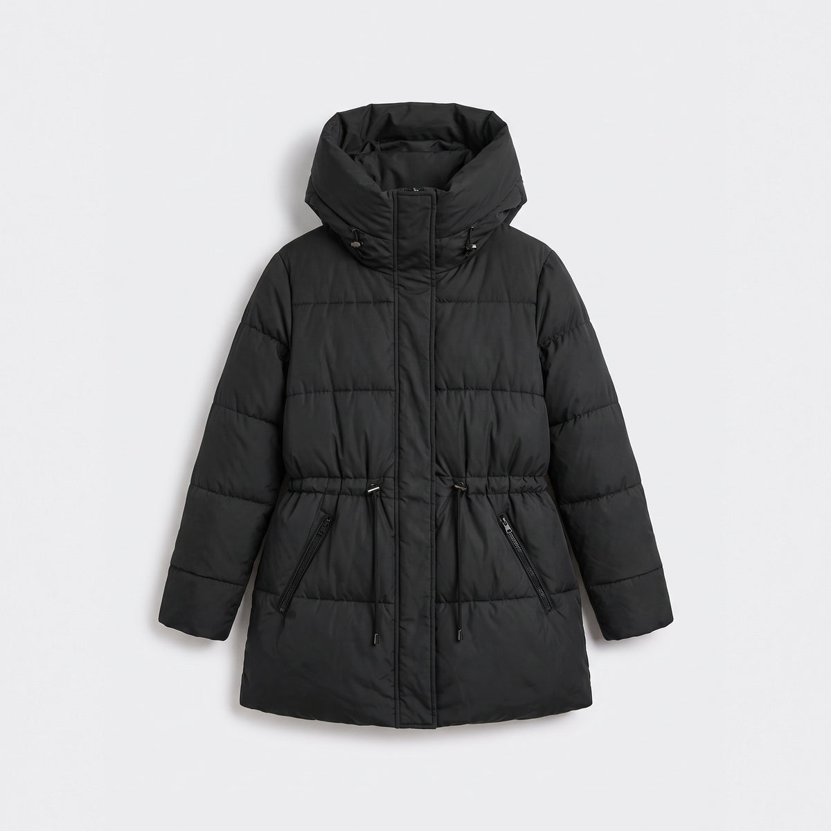 Damen Winterparka wattiert mit Kapuze – Regular Fit — Schwarz