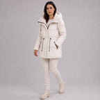 Damen Winterparka wattiert mit Kapuze – Regular Fit — Beige