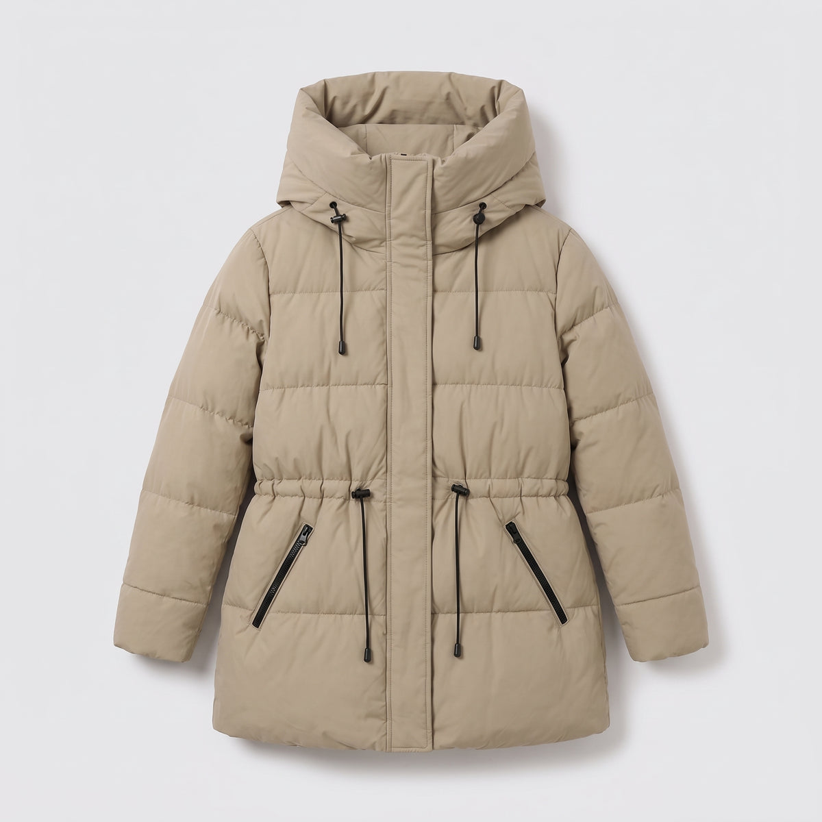 Damen Winterparka wattiert mit Kapuze – Regular Fit — Khaki