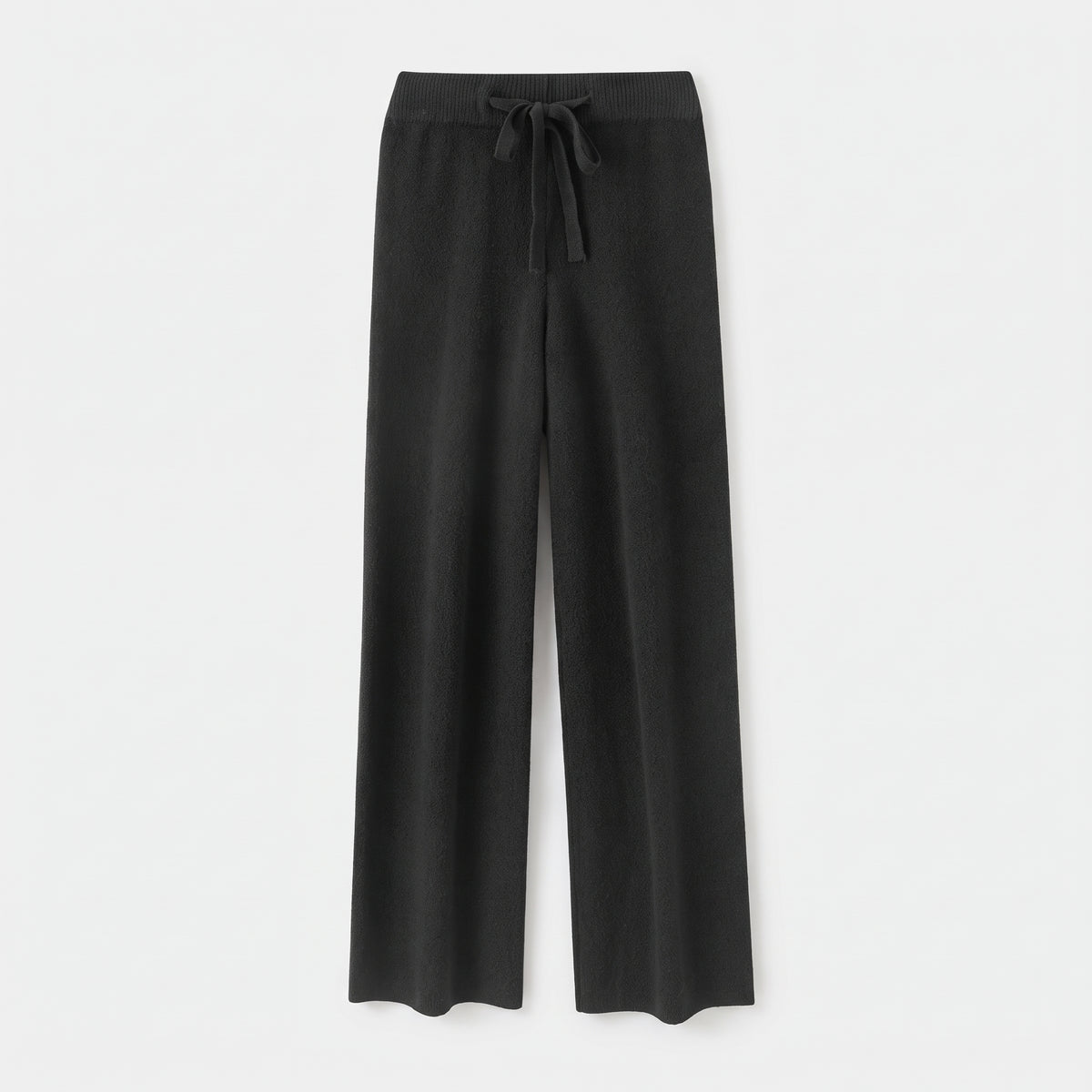Damen Merino-Strickhose mit weitem Bein – Relaxed Fit — Schwarz