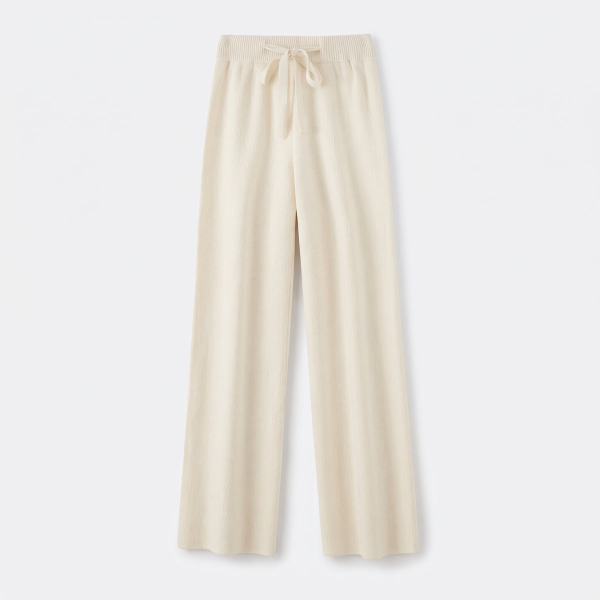 Damen Merino-Strickhose mit weitem Bein – Relaxed Fit — Off-White