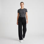 Damen Merino-Strickhose mit weitem Bein – Relaxed Fit — Schwarz