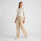 Damen Merino-Strickhose mit weitem Bein – Relaxed Fit — Beige