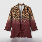 Damen Blazer mit Leopardenmuster und Farbverlauf – Regular Fit — Wein