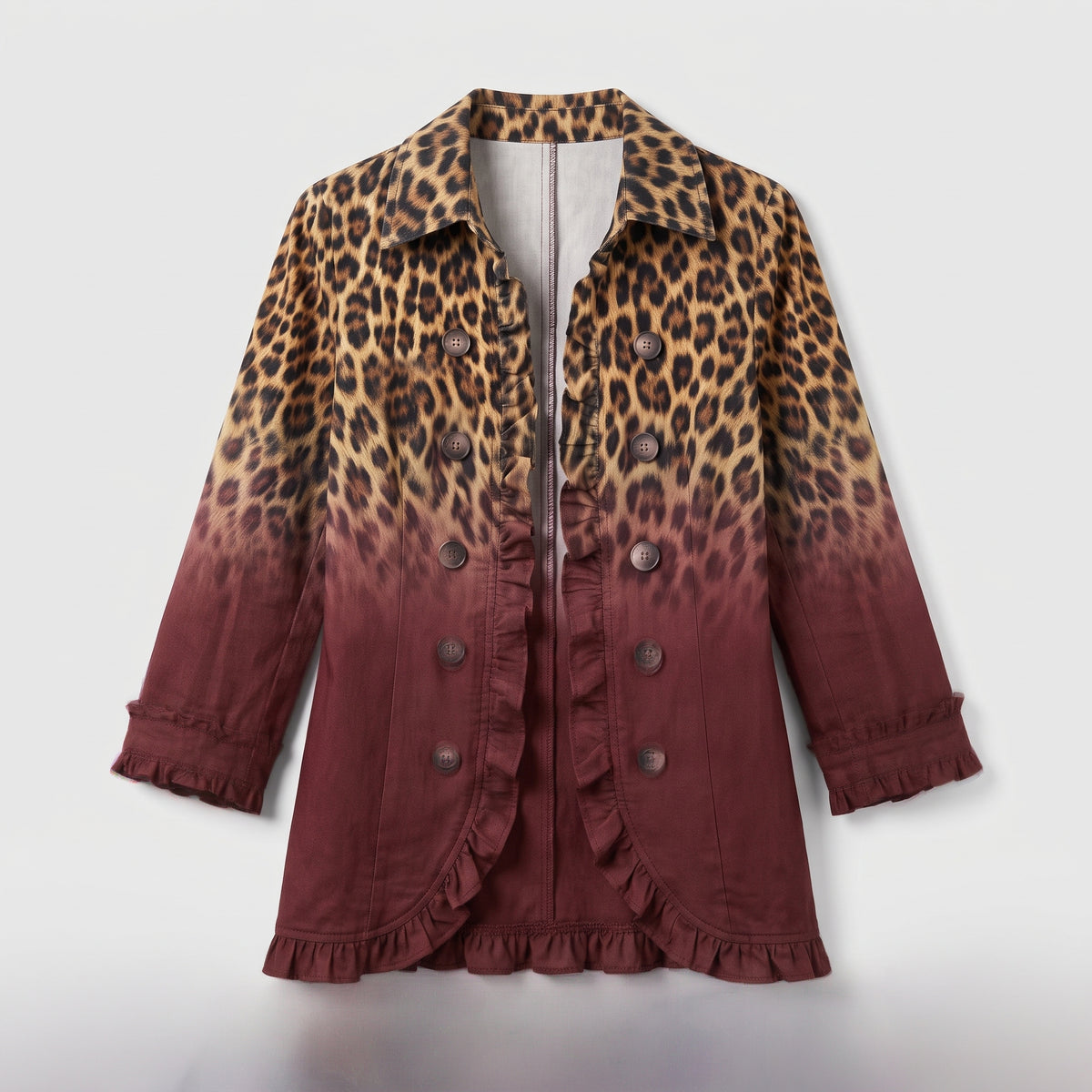 Damen Blazer mit Leopardenmuster und Farbverlauf – Regular Fit — Wein