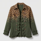 Damen Blazer mit Leopardenmuster und Farbverlauf – Regular Fit — Grün