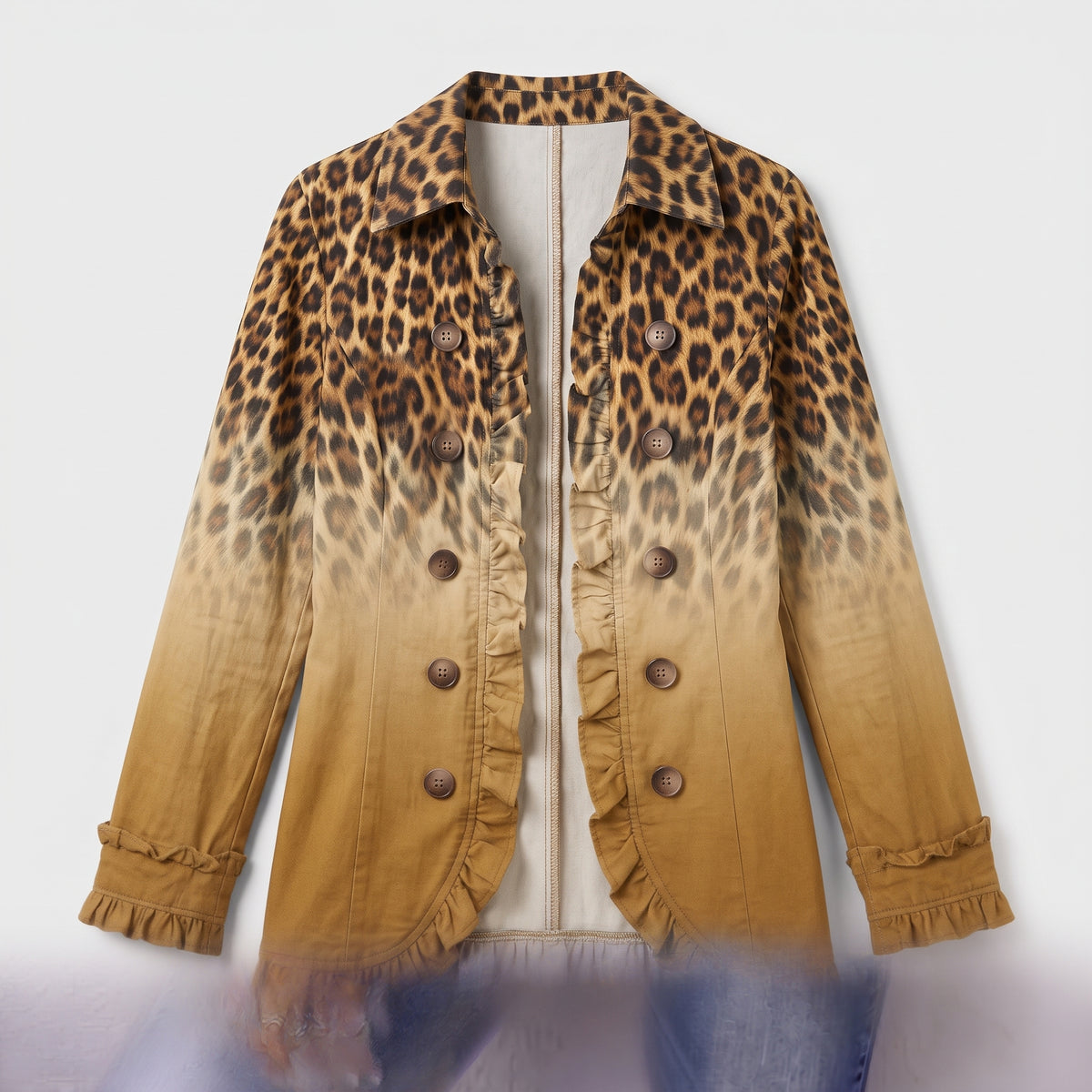 Damen Blazer mit Leopardenmuster und Farbverlauf – Regular Fit — Ocker
