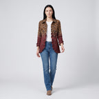 Damen Blazer mit Leopardenmuster und Farbverlauf – Regular Fit — Wein