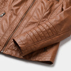 Damen Jacket aus Leder mit abnehmbarer Kapuze — Camel