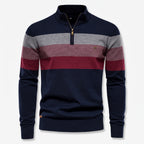 Herren Gestreifter Troyer mit Half-Zip – Slim Fit — Navy