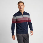 Herren Gestreifter Troyer mit Half-Zip – Slim Fit — Navy