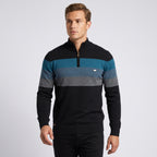 Herren Gestreifter Troyer mit Half-Zip – Slim Fit — Schwarz