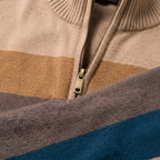 Herren Gestreifter Troyer mit Half-Zip – Slim Fit — Khaki