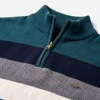 Herren Gestreifter Troyer mit Half-Zip – Slim Fit — Grün