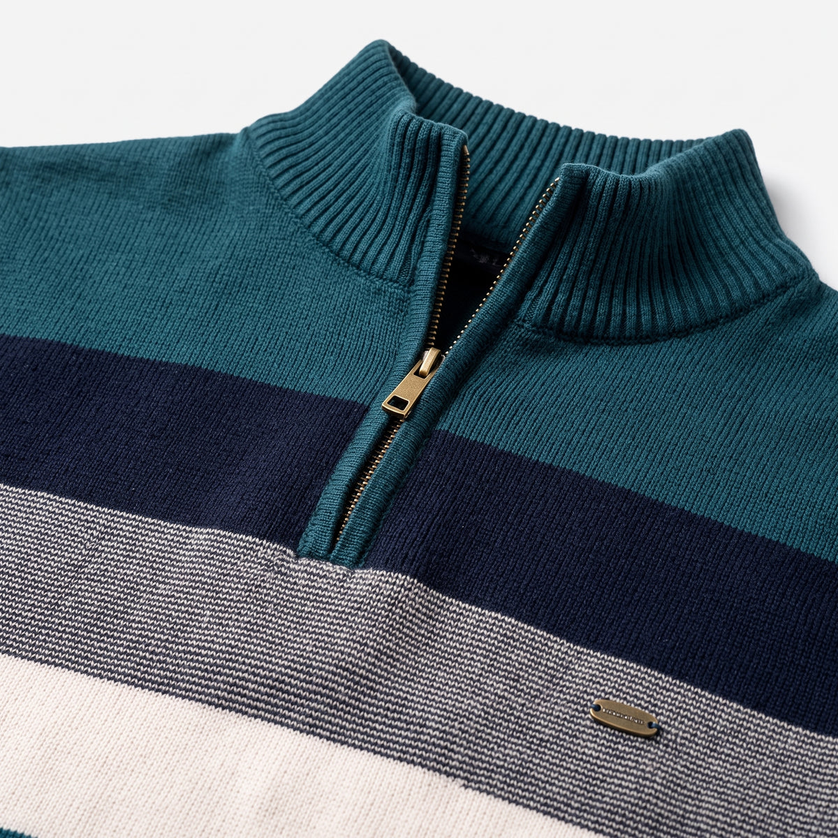 Herren Gestreifter Troyer mit Half-Zip – Slim Fit — Grün