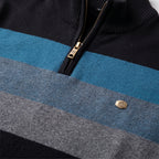 Herren Gestreifter Troyer mit Half-Zip – Slim Fit — Schwarz
