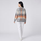 Damen Sweater Cardigan kariert Multicolor Regular Fit