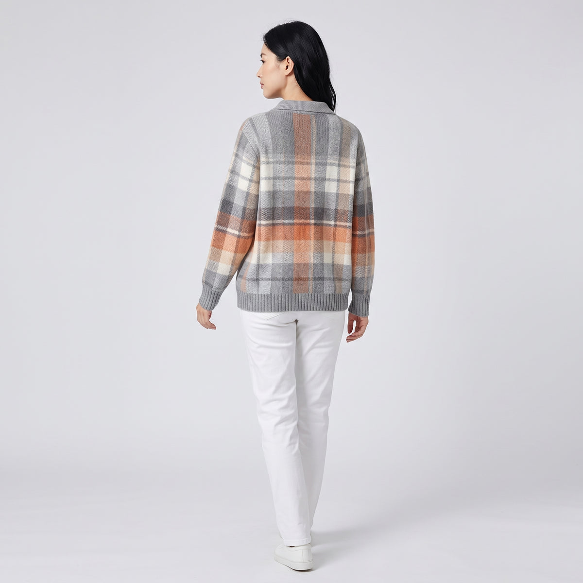 Damen Sweater Cardigan kariert Multicolor Regular Fit