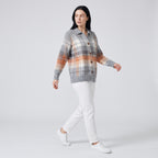 Damen Sweater Cardigan kariert Multicolor Regular Fit