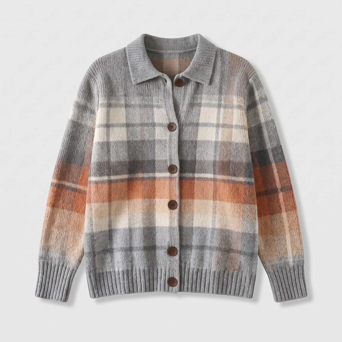 Damen Sweater Cardigan kariert Multicolor Regular Fit