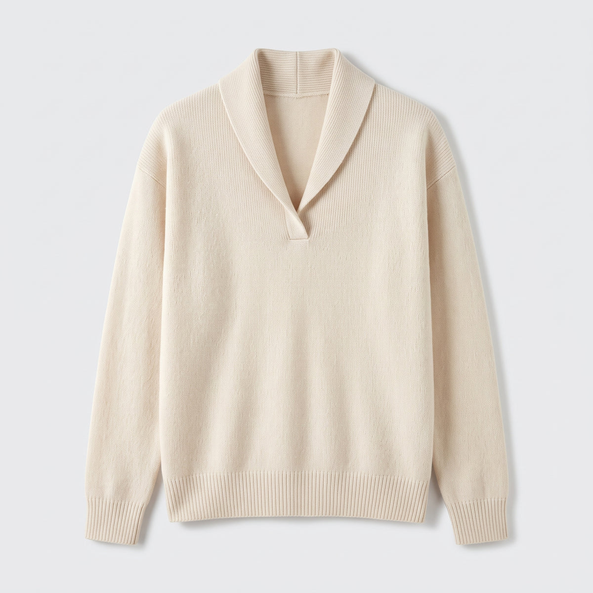 Damen Sweater mit V-Ausschnitt und langen Ärmeln — Creme