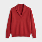 Damen Sweater mit V-Ausschnitt und langen Ärmeln — Rot