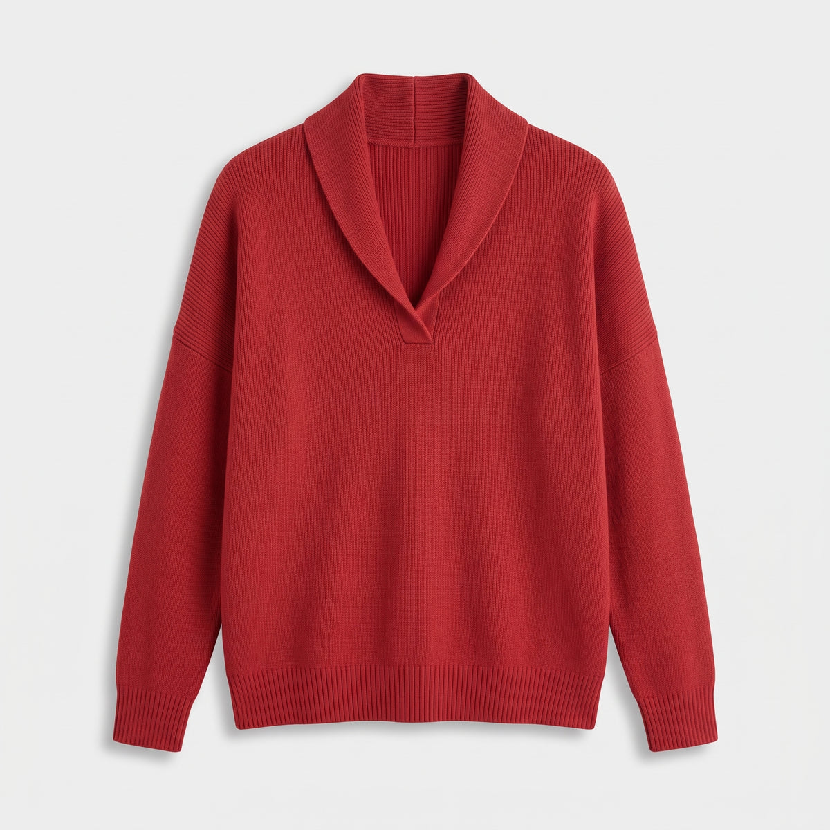 Damen Sweater mit V-Ausschnitt und langen Ärmeln — Rot