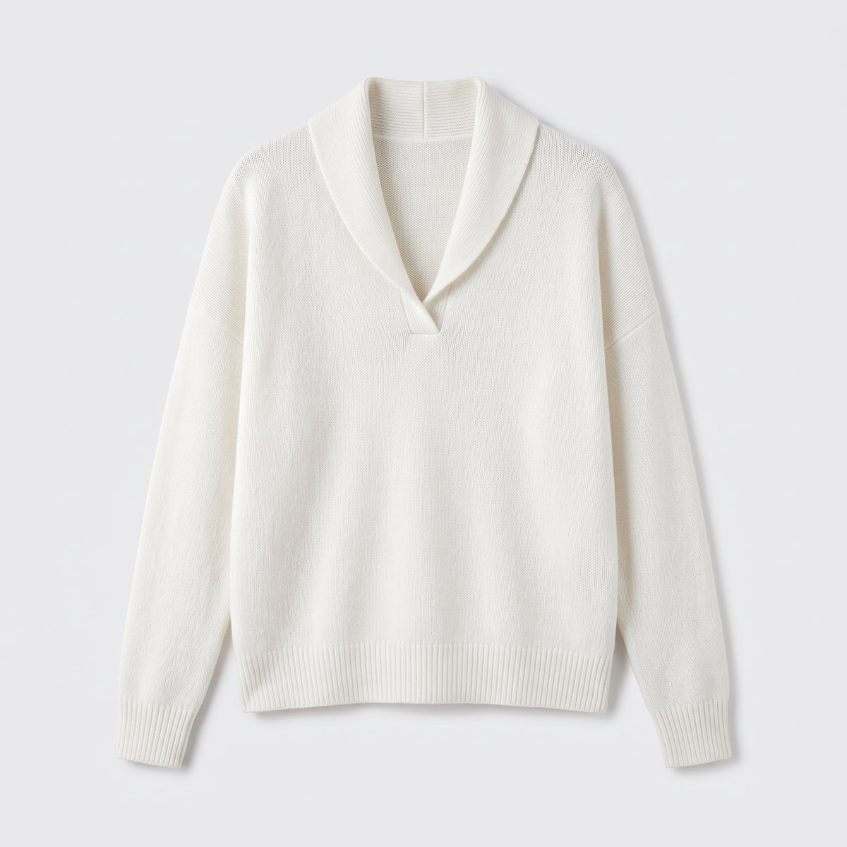 Damen Sweater mit V-Ausschnitt und langen Ärmeln — Weiß