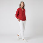 Damen Sweater mit V-Ausschnitt und langen Ärmeln — Rot