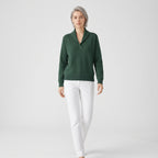 Damen Sweater mit V-Ausschnitt und langen Ärmeln — Grün