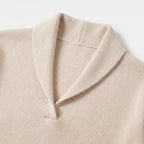 Damen Sweater mit V-Ausschnitt und langen Ärmeln — Creme