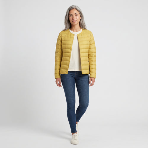 Damen Leichte Steppjacke ohne Kapuze – Regular Fit — Senf