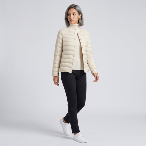 Damen Leichte Steppjacke ohne Kapuze – Regular Fit — Creme